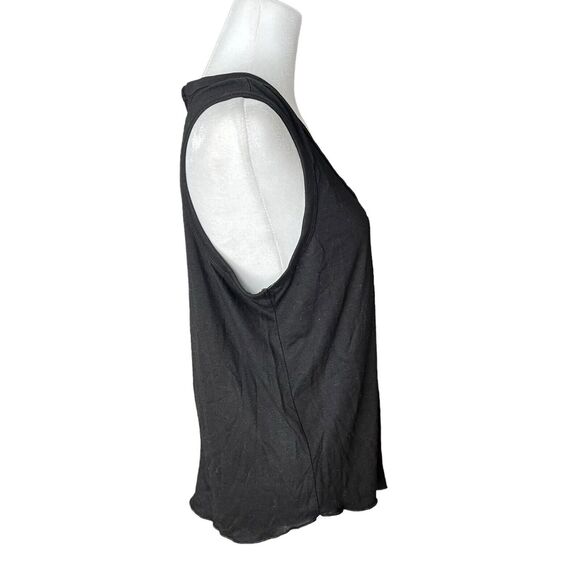 Topshop US 10 Blouse Sleeveless Scoop Neck Top Solid Black Basic Tee - Picture 6 of 7